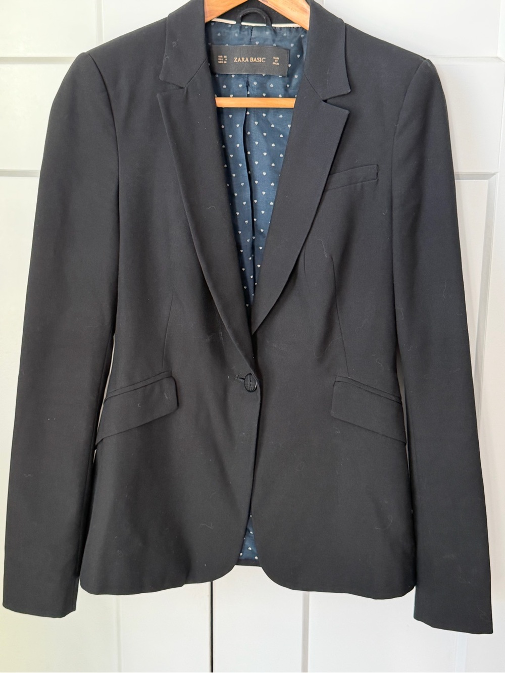 Zara Black Single-Button Tailored Blazer